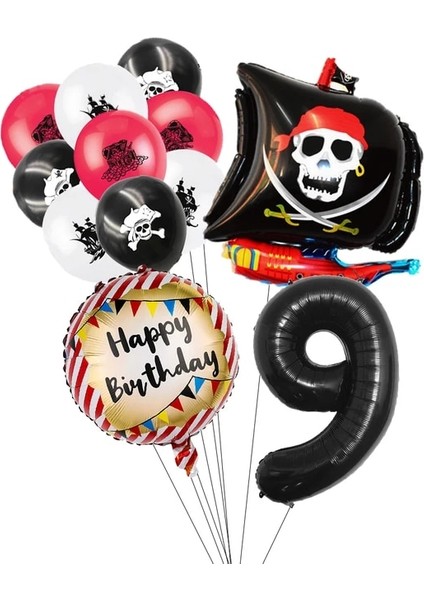 13 Adet Set 9 Korsan Gemisi Doğum Günü Partisi Malzemeleri Kafatası Numarası Balon Tabaklar Peçeteler Bebek Duş Parti Iyilik Banner Kek Süslemeleri Çocuklar (Yurt Dışından)