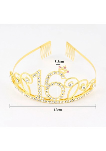 Altın-30 Metal Taç Prenses Hairband Doğum Günü Tiara Dekor Düğün Kadın Yıldönümü Partisi Süslemeleri 16TH 18TH 21TH 30TH 40TH (Yurt Dışından)