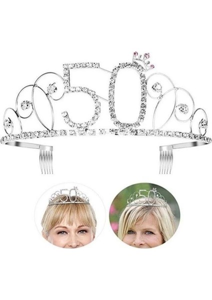 Altın-30 Metal Taç Prenses Hairband Doğum Günü Tiara Dekor Düğün Kadın Yıldönümü Partisi Süslemeleri 16TH 18TH 21TH 30TH 40TH (Yurt Dışından)