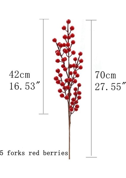 5 Çatal Kırmızı Meyve Yapay Kırmızı Berry Çiçek Buketi Ev Vazo Dekor Için Sahte Bitki Noel Ağacı Süsler Yeni Yıl 2023 Parti Noel Dekorasyon (Yurt Dışından)