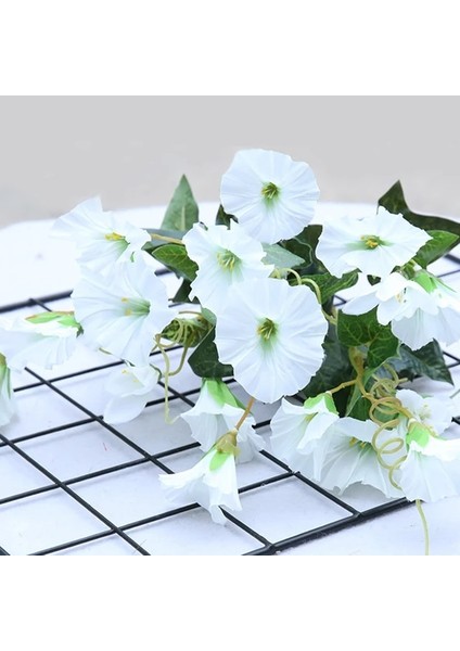 Morning Glory Beyaz Sonbahar Açık Yapay Sardunya Kırmızı Açelya Çiçekleri Çalılar Uv Dayanıklı Sahte Çiçekler Ev Dekor Dekor Bahçe Için (Yurt Dışından)