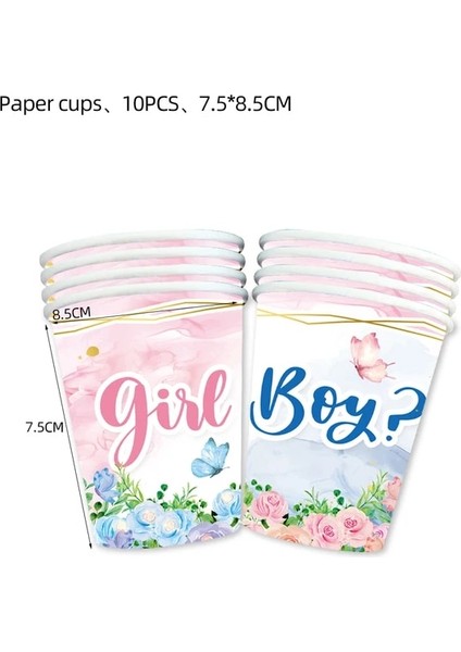 Caketopper 24 Adet Cinsiyet Ortaya Parti Süslemeleri Tek Kullanımlık Sofra Bebek Duş Kağıt Tabak Bardak Peçete Masa Örtüsü Erkek Veya Kız Parti Malzemeleri (Yurt Dışından) fırsatları