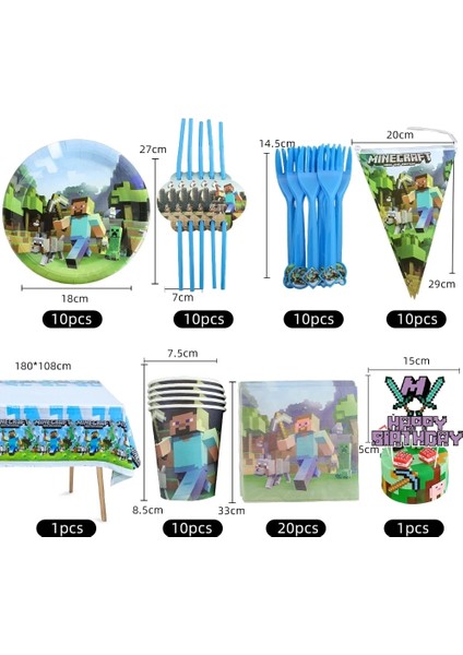CUP-10PCS Madenci Işçiliği Piksel Oyunu Doğum Günü Partisi Süslemeleri Çocuklar Bebek Duş Için Kağıt Bardaklar Tabaklar Balonlar Afiş Masa Örtüsü Dahil (Yurt Dışından) fırsatları