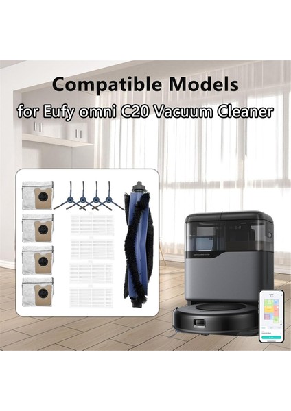 Eufy Omni C20 Robot Süpürge Aksesuarları Için 13 Adet Yedek Parça Ana Fırça Hepa Filtre Toz Torbası Yan Fırça (Yurt Dışından)