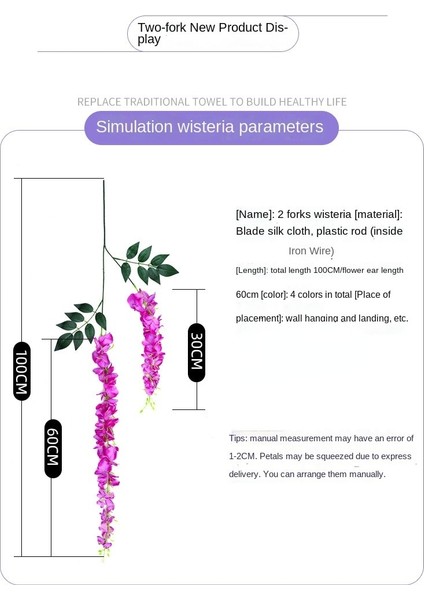 Jmzt--Lv Se Simüle Wisteria Tavan Sahte Çiçek Rattan Kapalı Düğün Dekorasyon Plastik Fasulye Çiçek Menekşe Asılı Asma (Yurt Dışından)