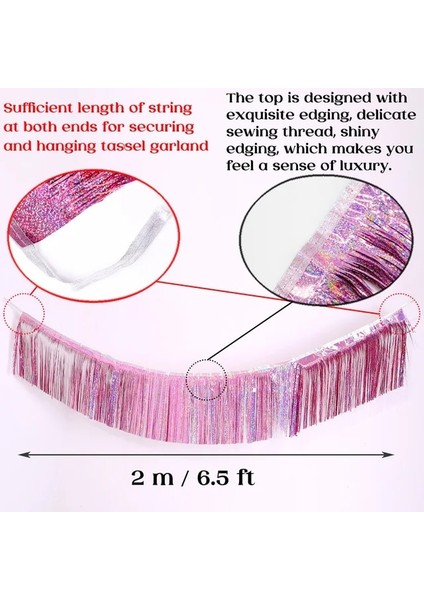 Glitter Pembe 1.8 M Yaratıcı 4 Katmanlar Folyo Tinsel Garland Perdeler Doğum Günü Partisi Düğün Ramazan Dekorasyon Noel Ev Zemin Duvar Dekor (Yurt Dışından)