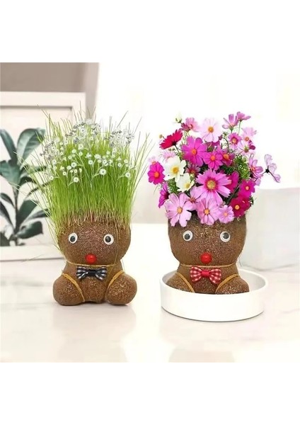 Sulama Kutusu Mini Çim Kafa Bebek Küçük Saksı Bitki Ev Dekor Sulama Yeşil Bitkiler Güzel Çocuk Hediyeler Kapalı Balkon Saksı Yetiştiricilerinin (Yurt Dışından)