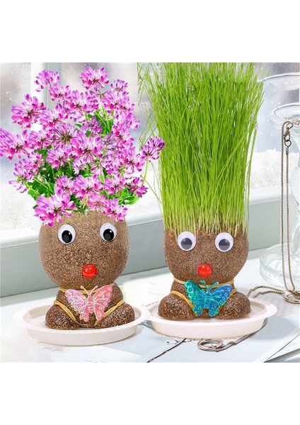 Sulama Kutusu Mini Çim Kafa Bebek Küçük Saksı Bitki Ev Dekor Sulama Yeşil Bitkiler Güzel Çocuk Hediyeler Kapalı Balkon Saksı Yetiştiricilerinin (Yurt Dışından)