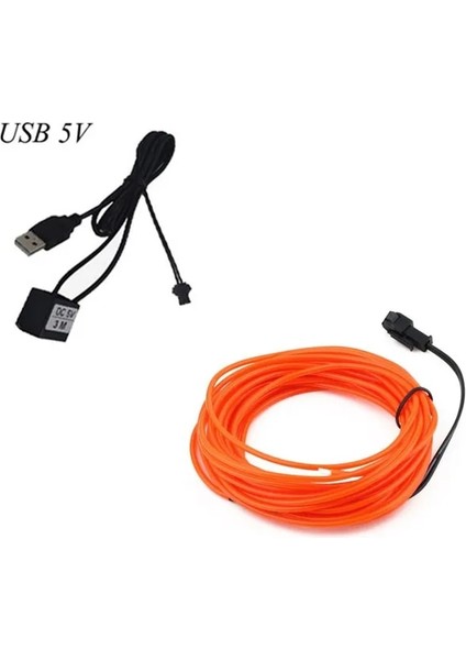 USB Turuncu 1 Metre Esnek Neon Hafif Parlamalı El Tel Halat Kablo LED Işıkları Noel Dans Rave Dekorasyon Dıy Ayakkabı Giyim USB LED Şerit Lamba (Yurt Dışından)