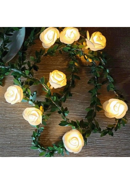 Pil Gücü 2 Metre 10/20 Leds Beyaz 1.5/3 Metre Gül Çiçek Dize Işıkları ile Düğün Masa Centerpieces Süslemeleri Parlayan Yapay Gül Garland (Yurt Dışından)