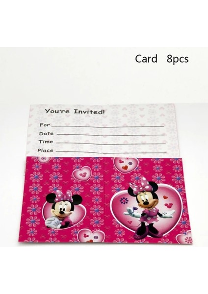 8 Adet Kart Pembe Disney Minnie Mouse Tema Kız Doğum Günü Partisi Malzemeleri Fincan Tabak Çocuk Doğum Günü Partisi Dekorasyon Tek Kullanımlık Sofra Seti (Yurt Dışından)