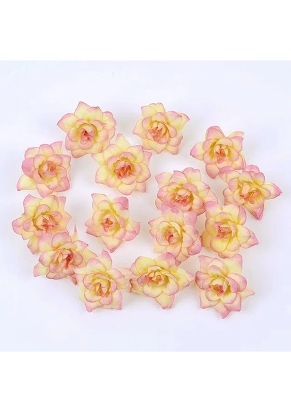 Sarı Pembe 10 Adet Yapay Çiçek 4.5 cm Ipek Gül Kafa Düğün Ev Için Yeni Yıl Dekorasyon Dıy Çelenk Karalama Defteri Hediye Kutusu Zanaat Çiçekler (Yurt Dışından)
