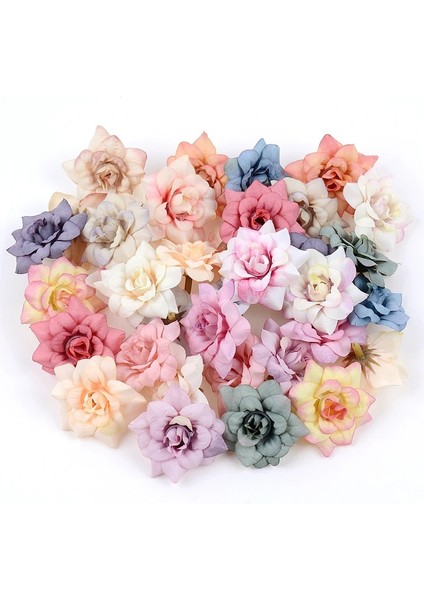 Sarı Pembe 10 Adet Yapay Çiçek 4.5 cm Ipek Gül Kafa Düğün Ev Için Yeni Yıl Dekorasyon Dıy Çelenk Karalama Defteri Hediye Kutusu Zanaat Çiçekler (Yurt Dışından)