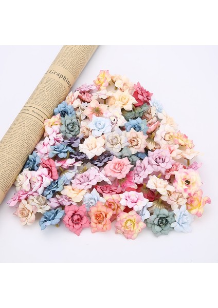 Sarı Pembe 10 Adet Yapay Çiçek 4.5 cm Ipek Gül Kafa Düğün Ev Için Yeni Yıl Dekorasyon Dıy Çelenk Karalama Defteri Hediye Kutusu Zanaat Çiçekler (Yurt Dışından)