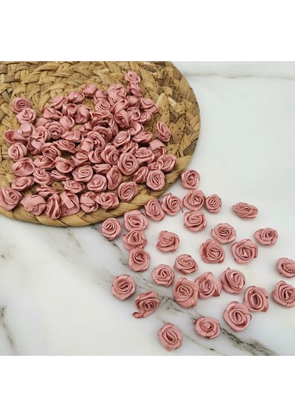 Bej (100 Adet/paket) 10*10MM Mini Taze Pembe Kurdele Çiçekler Küçük Boy Saten Kurdele Yapay Çiçek Zanaat Şenlikli Parti Dekorasyon (Yurt Dışından) fiyatları