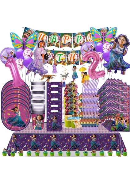 Dövme B Disney Encanto Isabella Doğum Günü Partisi Dekoru Charm Mirabel Balon Peçete Masa Örtüsü Tabaklar Bardak Kız Bebek Duş Parti Malzemeleri (Yurt Dışından)