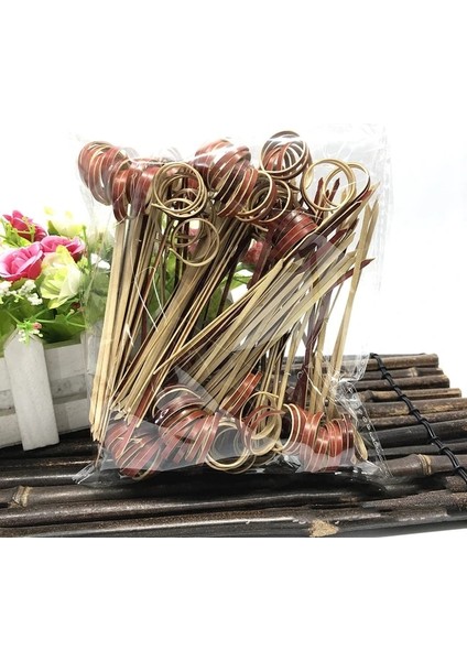 Style4-Red 100 Adet Uygun Tek Kullanımlık Bambu Çatal Parti Büfe Meyve Çubukları Tatlılar Kokteyl Dekorasyon Düğün Parti Malzemeleri 12 cm (Yurt Dışından)