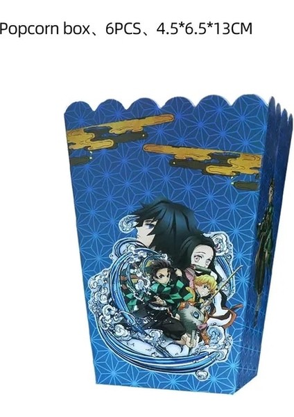 Patlamış Mısır Kutusu 6 Adet Anima Demon Slayer Doğum Günü Partisi Dekorasyon Balon Sofra Kağıt Bardak Plaka Etiket Demon Slayer Doğum Günü Partisi Malzemeleri (Yurt Dışından)