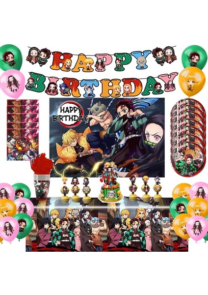 Patlamış Mısır Kutusu 6 Adet Anima Demon Slayer Doğum Günü Partisi Dekorasyon Balon Sofra Kağıt Bardak Plaka Etiket Demon Slayer Doğum Günü Partisi Malzemeleri (Yurt Dışından) fiyatları