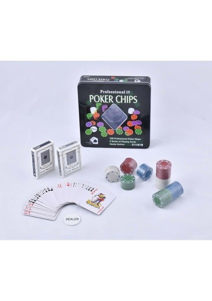 Poker Oyunu 100 Chip ve 2 Adet Iskambil Kağıt Setine Sahip Poker Oyunu No 1