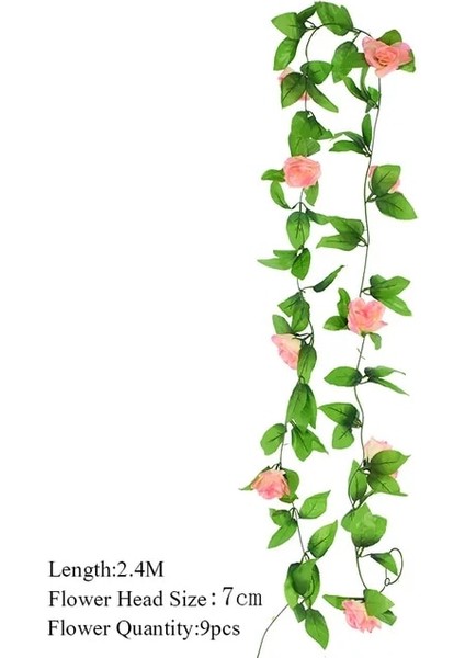 F03 Şeftali Asma 2.3 M Çiçek Çelenk Yapay Çiçek Dize Yaprakları ile Ipek Sakura Kiraz Çiçeği Sarmaşık Asma Ev Bahçe Düğün Kemer Dekor Için (Yurt Dışından)