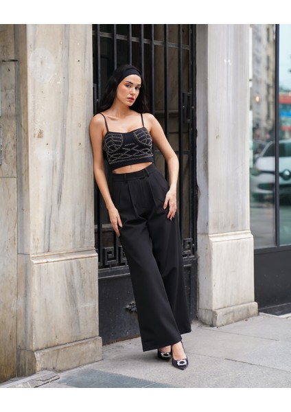Kadın Askılı Tasarım Taşlı Crop Büstiyer modelleri