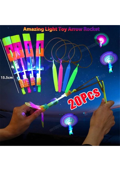 Düz Sap 5 Adet 1/5/10 Adet Inanılmaz Işık Oyuncak Ok Helikopter Dönen LED Uçan Oyuncak Parti Eğlenceli Hediye Çocuklar Için Lastik Bant Mancınık (Yurt Dışından)