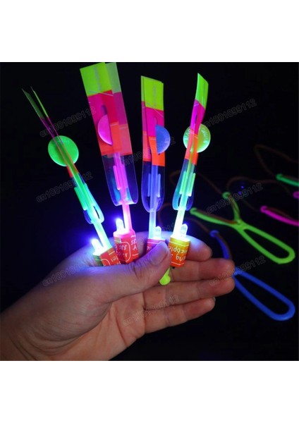 Düz Sap 5 Adet 1/5/10 Adet Inanılmaz Işık Oyuncak Ok Helikopter Dönen LED Uçan Oyuncak Parti Eğlenceli Hediye Çocuklar Için Lastik Bant Mancınık (Yurt Dışından)