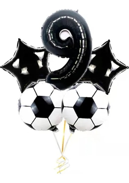Balon 9 Futbol Futbol Tema Çocuk Doğum Günü Partisi Dekorasyon Seti Bardak, Tabak ve Saman Kiraz Kuşu Yağma Çanta Havlu Parti (Yurt Dışından)