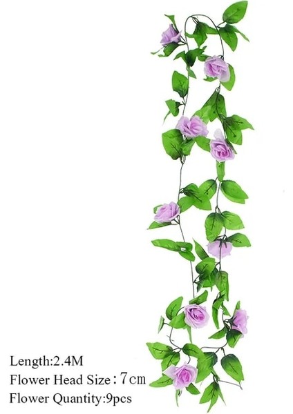 F07 Açık Mor 2.3 M Çiçek Çelenk Yapay Çiçek Dize Yaprakları ile Ipek Sakura Kiraz Çiçeği Ivy Vine Ev Bahçe Düğün Kemer Dekor Için (Yurt Dışından)