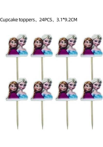 Kek Kürdan 10P Disney Dondurulmuş Tema Parti Balonu Elsa Prenses Tek Kullanımlık Sofra Seti Anna Balon Elsa Doğum Günü Partisi Malzemeleri Kız Hediye (Yurt Dışından)