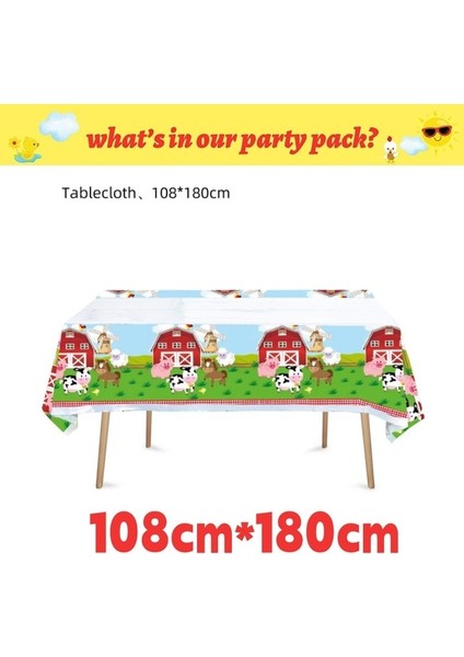 Tablecloth-1pcs Çiftlik Hayvanları Parti Dekorasyon Balonları Karikatür Inek Tavuk Domuz Kağıt Sofra Zemin Bebek Duş Çocuk Doğum Günü Partisi Malzemeleri (Yurt Dışından)