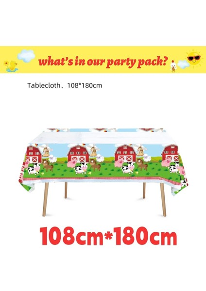 Tablecloth-1pcs Çiftlik Hayvanları Parti Dekorasyon Balonları Karikatür Inek Tavuk Domuz Kağıt Sofra Zemin Bebek Duş Çocuk Doğum Günü Partisi Malzemeleri (Yurt Dışından)