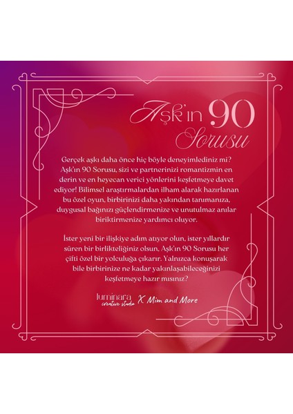 Luminara Studio x 90 Questions Of Love - Aşk'ın 90 Sorusu Kart
