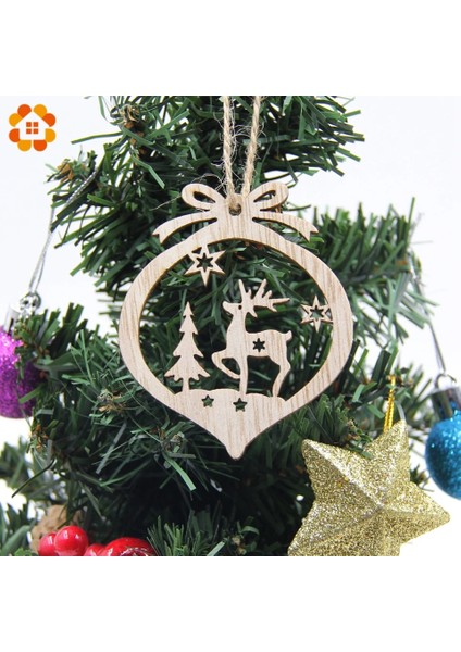 Kutu-Kar Tanesi B 12 Adet/kutu Vintage Hollow Noel Ahşap Kolye Süsler Noel Partisi Süslemeleri Noel Ağacı Süsler Asılı Hediyeler (Yurt Dışından)