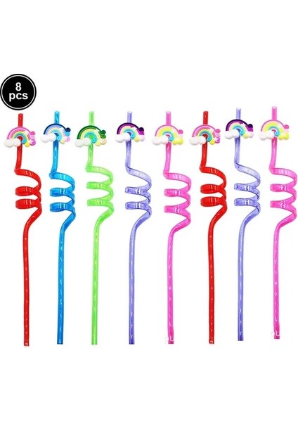 12 8 Adet 25CM Yeniden Kullanılabilir Unicorn Payet Doğum Günü Unicorn Tema Plastik Içme Samanı Çocuklar Için Bebek Duş Doğum Günü Partisi Malzemeleri (Yurt Dışından)