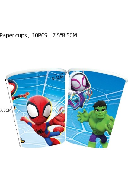 Patlamış Mısır Kutusu-6 Adet Örümcek Adam ve Arkadaşı Tema Spidey Doğum Günü Partisi Dekorasyon Tek Kullanımlık Sofra Plaka Kek Topper Çocuklar Boy Parti Malzemeleri (Yurt Dışından)