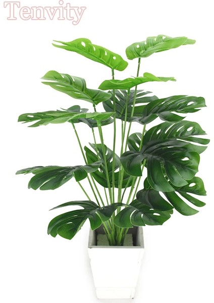 9 Yaprak Yeşil Yapay Bitkiler Yeşil Palmiye Yaprakları Monstera Ev Bahçe Oturma Odası Yatak Odası Balkon Dekorasyon Tropikal Plastik Sahte Bitki Uzun (Yurt Dışından)