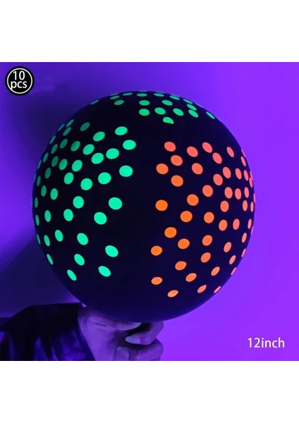 10 Adet Neon Balonlar Neon Dekorasyon Uv Parti Parlıyor Akşam Aksesuarları Aydınlık Mutlu Doğum Günü Afiş Siyah Işık Parlak Asılı (Yurt Dışından)