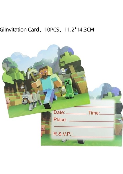 CARD-10PCS Madenci Işçiliği Piksel Oyunu Doğum Günü Partisi Süslemeleri Çocuklar Için Kağıt Bardaklar Tabaklar Balonlar Afiş Masa Örtüsü Bebek Duş Dahil (Yurt Dışından)