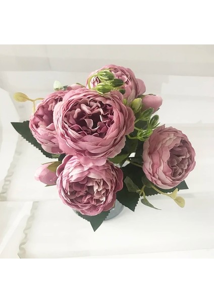 Stil 4 2022 Güzel Gül Şakayık Yapay Ipek Çiçekler Küçük Buket Flores Ev Partisi Bahar Düğün Dekorasyon Sahte Çiçek (Yurt Dışından)