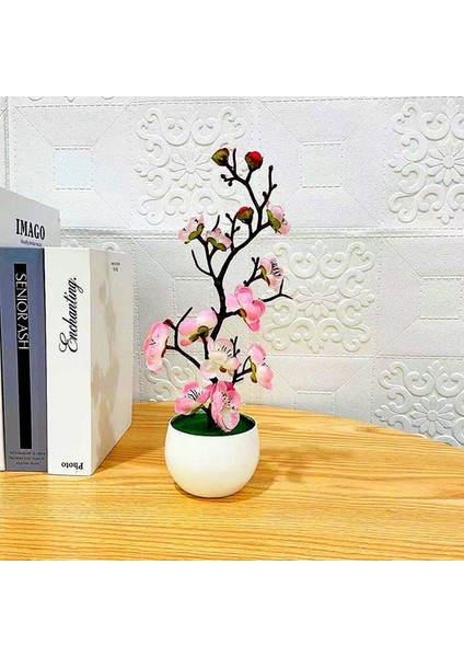 Pembe Bonsai Ipek Çiçekler Erik Çiçekleri Yapay Bitki Sahte Çiçekler Pot Flores Sakura Ağacı Dalları Ev Odası Dekorasyon (Yurt Dışından)