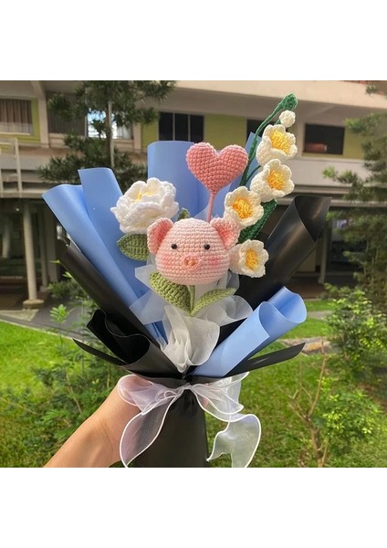 S33 Tığ Işi Çiçek Resim Olarak Domuz Tığ Çiçek Sevimli Yapay Çiçekler Kawaii El Örgü Buket Ev Yapımı Tığ Çiçek Dekor Dıy Öğretmenler Günü Hediyeleri 꽃다발 (Yurt Dışından) fırsatları