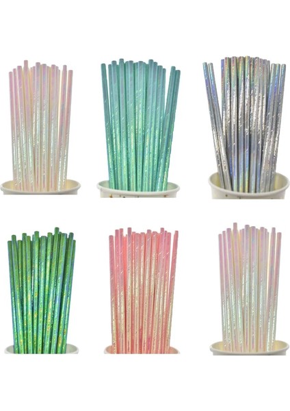 S104 25 Adet Sedefli Bronzlaştırıcı Kağıt Payet Pembe Yeşil Degrade Folyo Pipet Düğün Doğum Günü Partisi Dekorasyon Bebek Duş Çocuklar (Yurt Dışından)