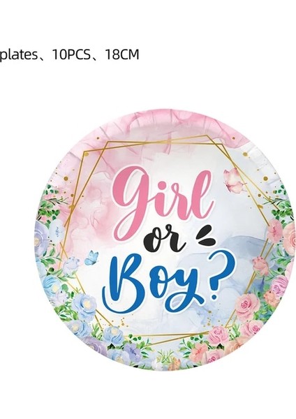 7 Inç Plaka 10 Adet Cinsiyet Ortaya Parti Süslemeleri Tek Kullanımlık Sofra Bebek Duş Kağıt Tabak Bardak Peçete Masa Örtüsü Erkek Veya Kız Parti Malzemeleri (Yurt Dışından)
