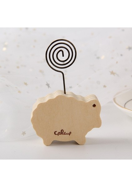 Koyun 1 Adet Sevimli Hayvanlar Ahşap Fotoğraf Klip Düğün Dekorasyon Masa Numarası Tutucu Isim Kartı Standı Raf Yer Kartı Kartpostal Masa Notları Tutucu (Yurt Dışından)