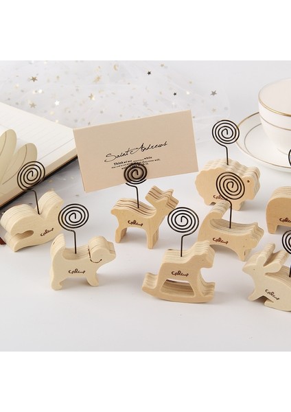 Koyun 1 Adet Sevimli Hayvanlar Ahşap Fotoğraf Klip Düğün Dekorasyon Masa Numarası Tutucu Isim Kartı Standı Raf Yer Kartı Kartpostal Masa Notları Tutucu (Yurt Dışından) modelleri