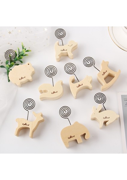 Koyun 1 Adet Sevimli Hayvanlar Ahşap Fotoğraf Klip Düğün Dekorasyon Masa Numarası Tutucu Isim Kartı Standı Raf Yer Kartı Kartpostal Masa Notları Tutucu (Yurt Dışından) fırsatları