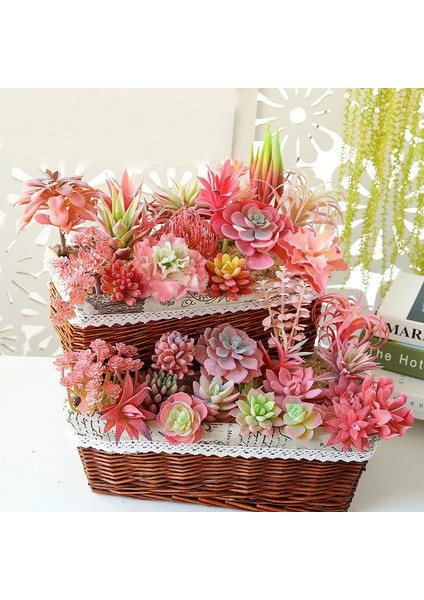 Bei Hua Kırmızı Akın Yapay Succulents Bitkiler Masaüstü Masa Yatak Odası Ofis Mini Bonsai Süs Sahte Bitkiler Ev Bahçe Dekorasyonu (Yurt Dışından)