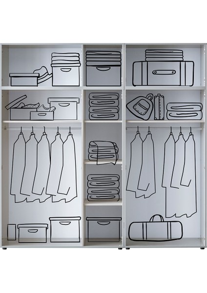 Monna 5 Kapılı Gardrop - Gri modelleri